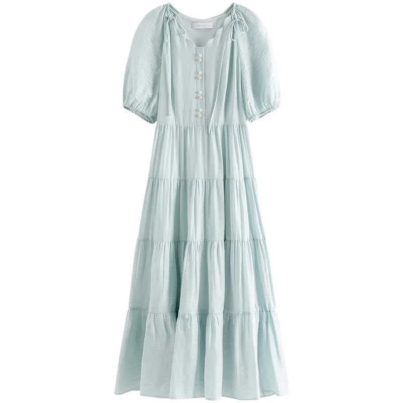v-neck a-line midi dress, view 8 - MRSLM