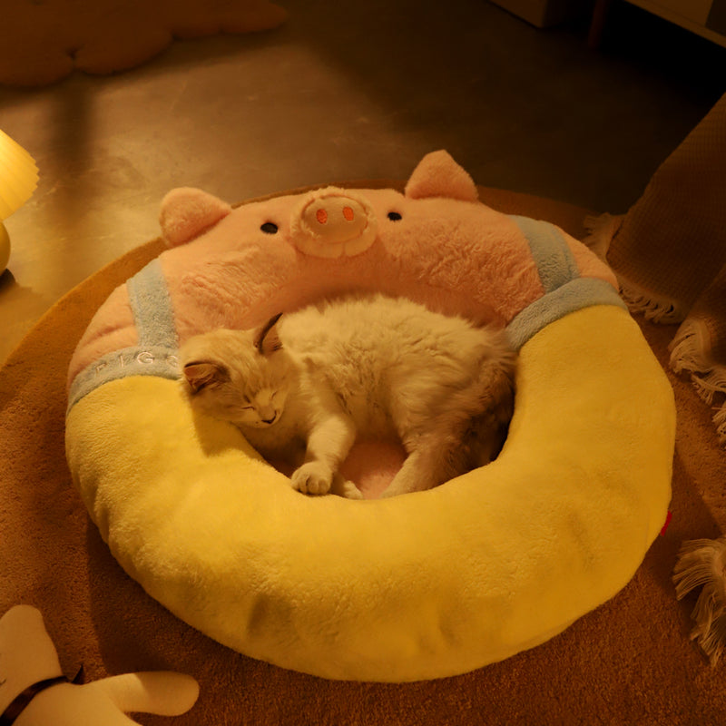 pink pig shaped cat bed, view 8 - MRSLM