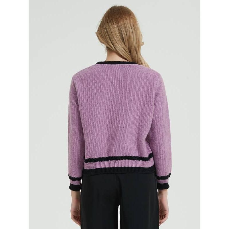 purple knit cardigan, view 8 - MRSLM