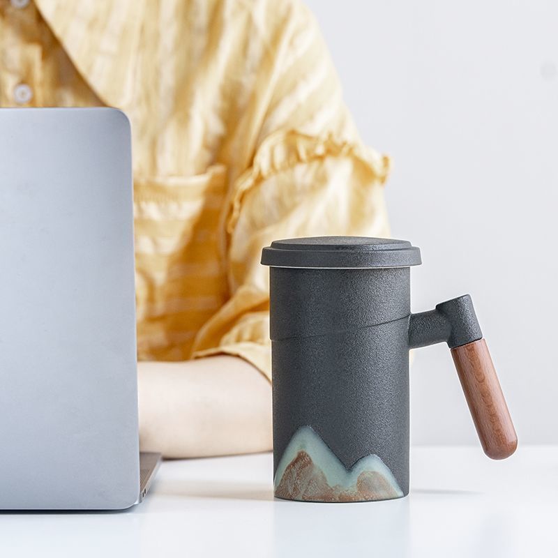 ceramic filter tea mug with lid, view 4 - MRSLM