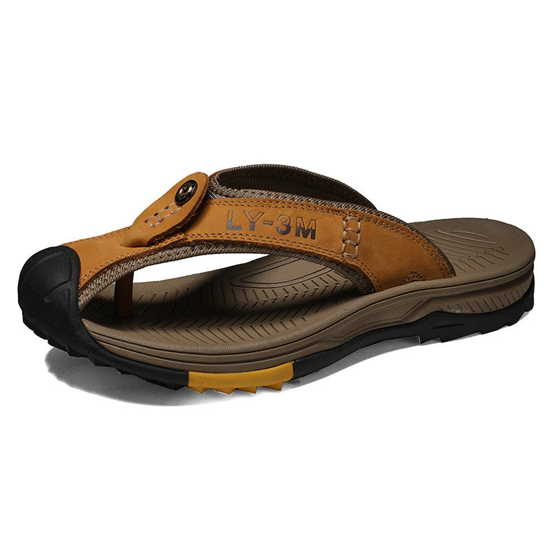 men's casual leather flip flops, view 4 - MRSLM