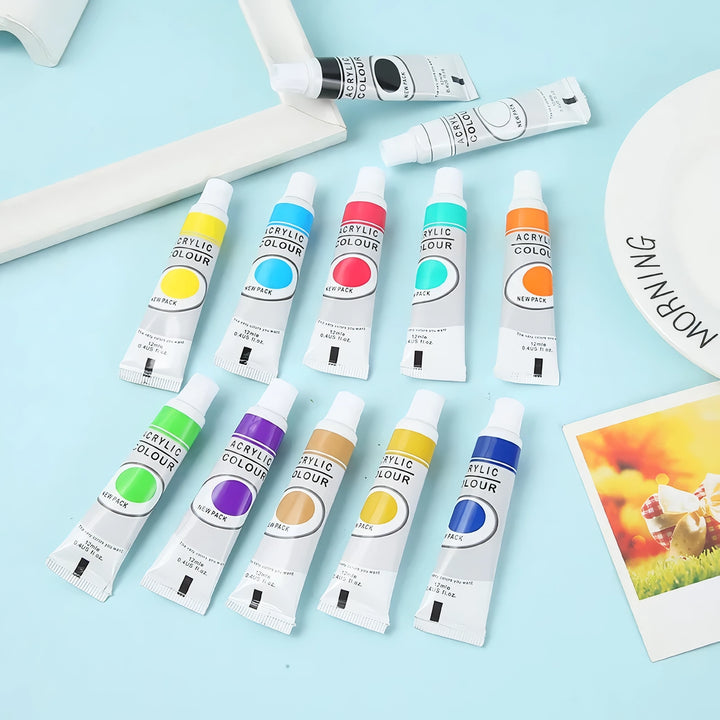 12-Color Gouache Paint Set 12ml - Portable &amp; Vibrant Paints for Artists