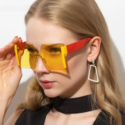 rimless gradient square sunglasses, view 8 - MRSLM