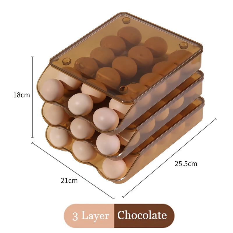 stackable self-rolling egg storage box, view 4 - MRSLM