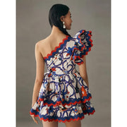 sleeveless ruffle mini dress, view 6 - MRSLM