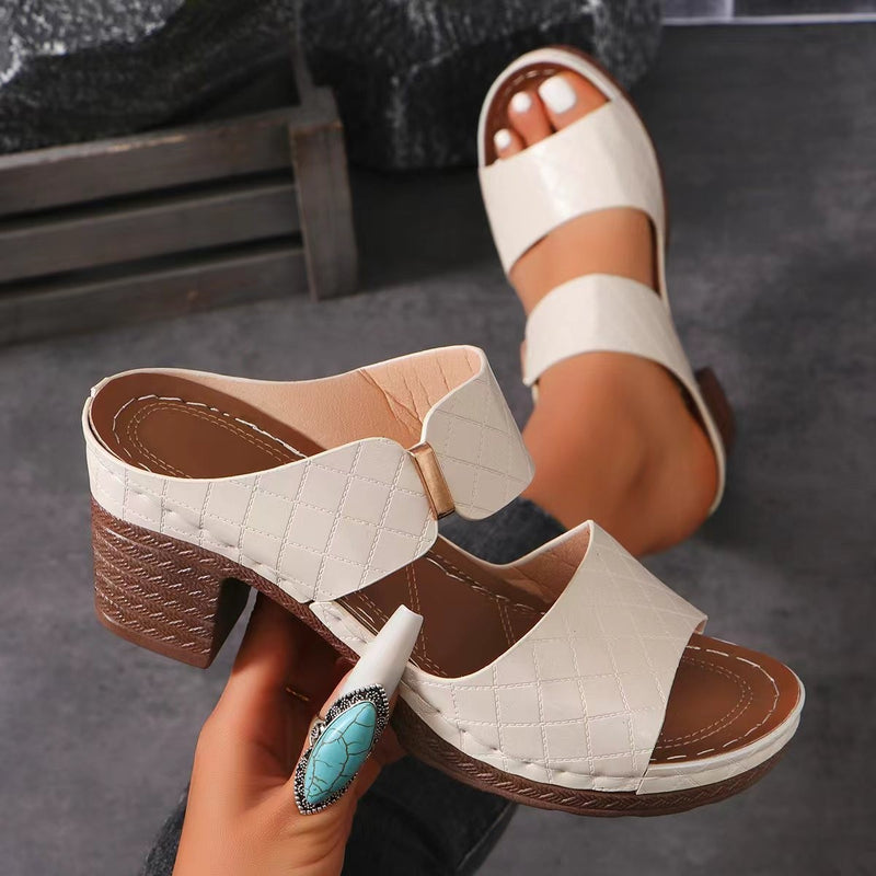 Round-toe high heel slippers, view 7 - MRSLM