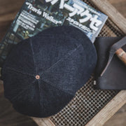 oversized denim newsboy cap, view 7 - MRSLM