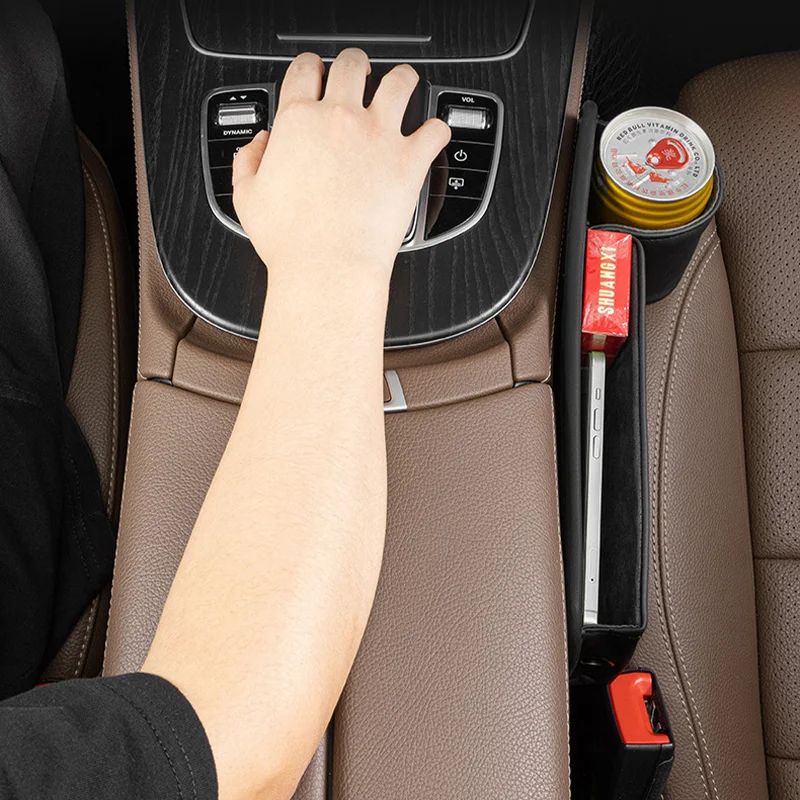 pu leather car seat gap organizer, view 9 - MRSLM