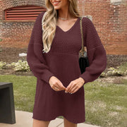 Brick red lantern sleeve dress, view 5 - MRSLM