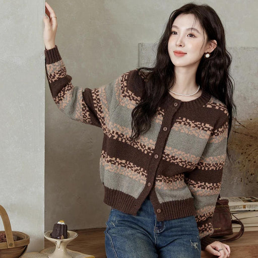 retro striped knitted cardigan - MRSLM