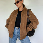 women's retro street style zipper jacket, view 3 - MRSLM