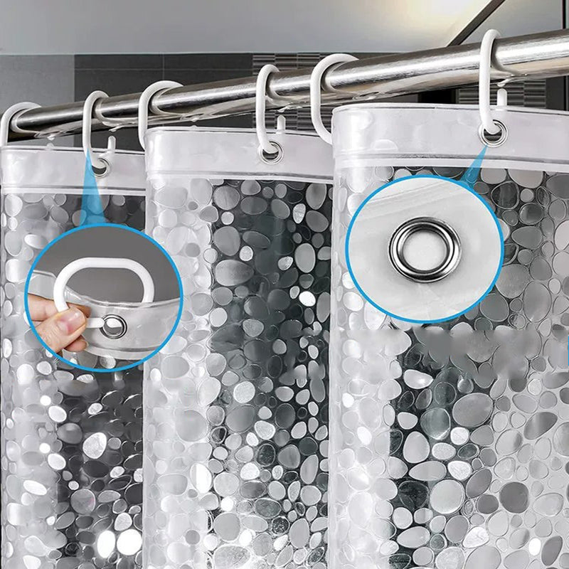 cobblestone geometric waterproof shower curtain, view 5 - MRSLM