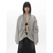 women's pleated zipper cotton jacket, view 2 - MRSLM