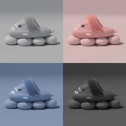 Fuzzy shark slippers with removable lining, view 3 - MRSLM
