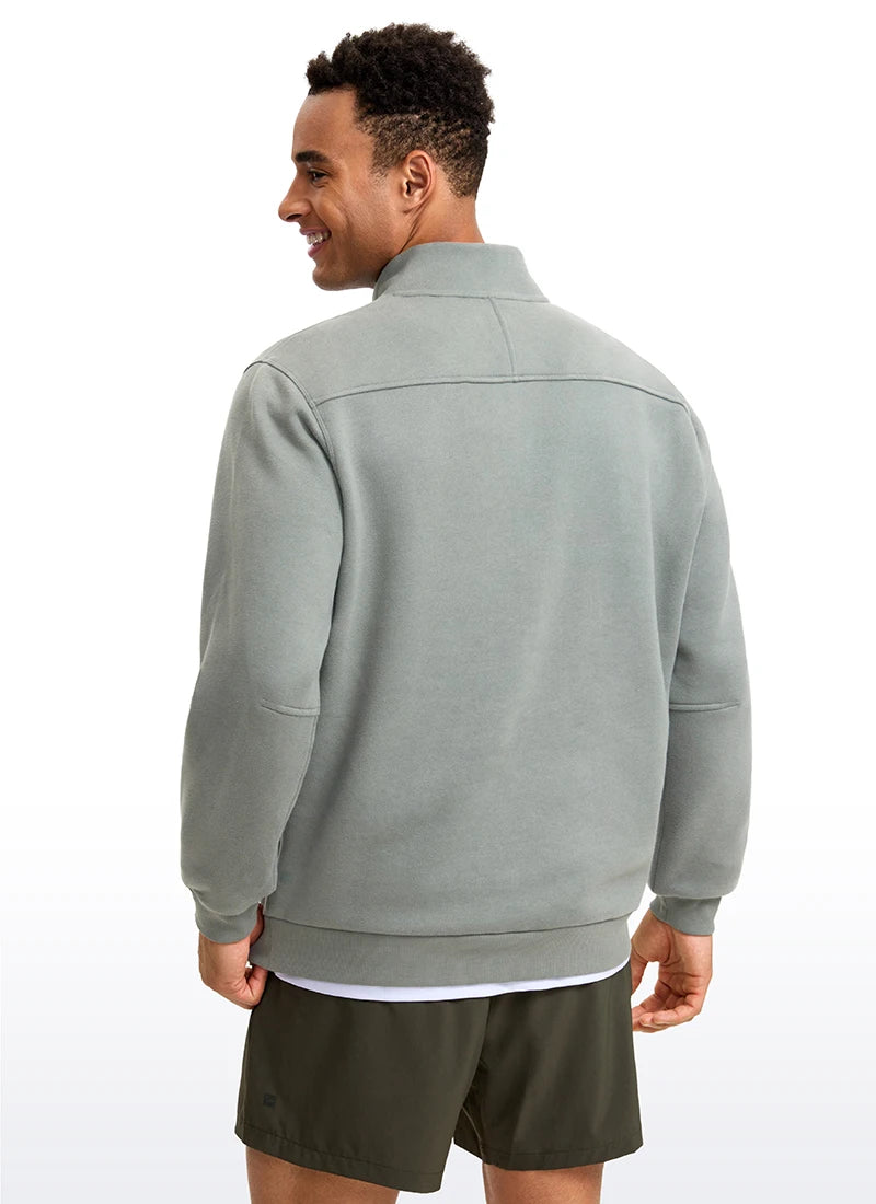 men's fleece-lined mock neck half zip sweatshirt, view 9 - MRSLM