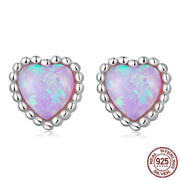 blue crystal heart stud earrings, view 4 - MRSLM