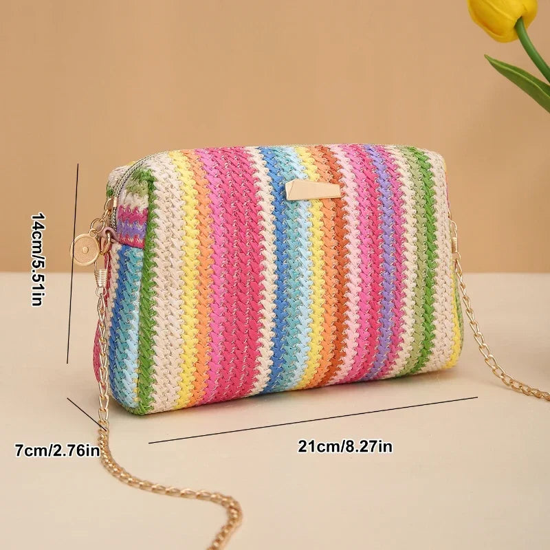 rattan knit straw crossbody bag, view 10 - MRSLM