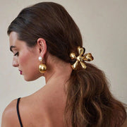gold floral metal hair claw - MRSLM