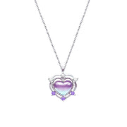 sterling silver peach amethyst heart necklace, view 4 - MRSLM