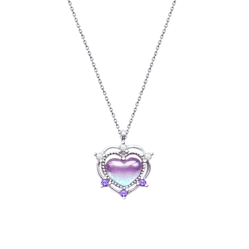 sterling silver peach amethyst heart necklace, view 4 - MRSLM