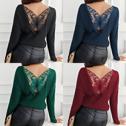 Women's ribbed batwing sleeve long sleeve top - MRSLM