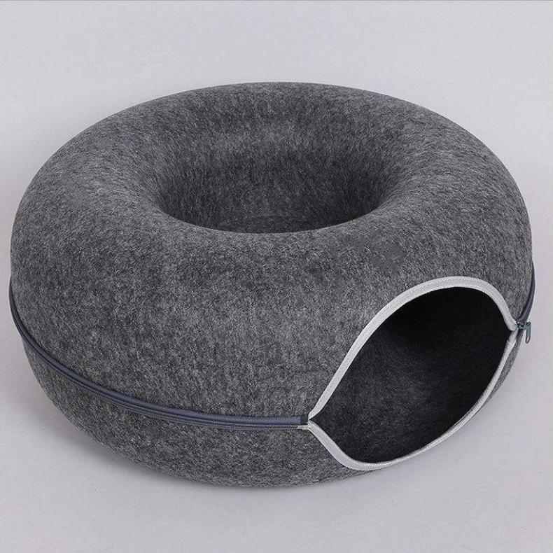 foldable felt cat tunnel bed, view 5 - MRSLM