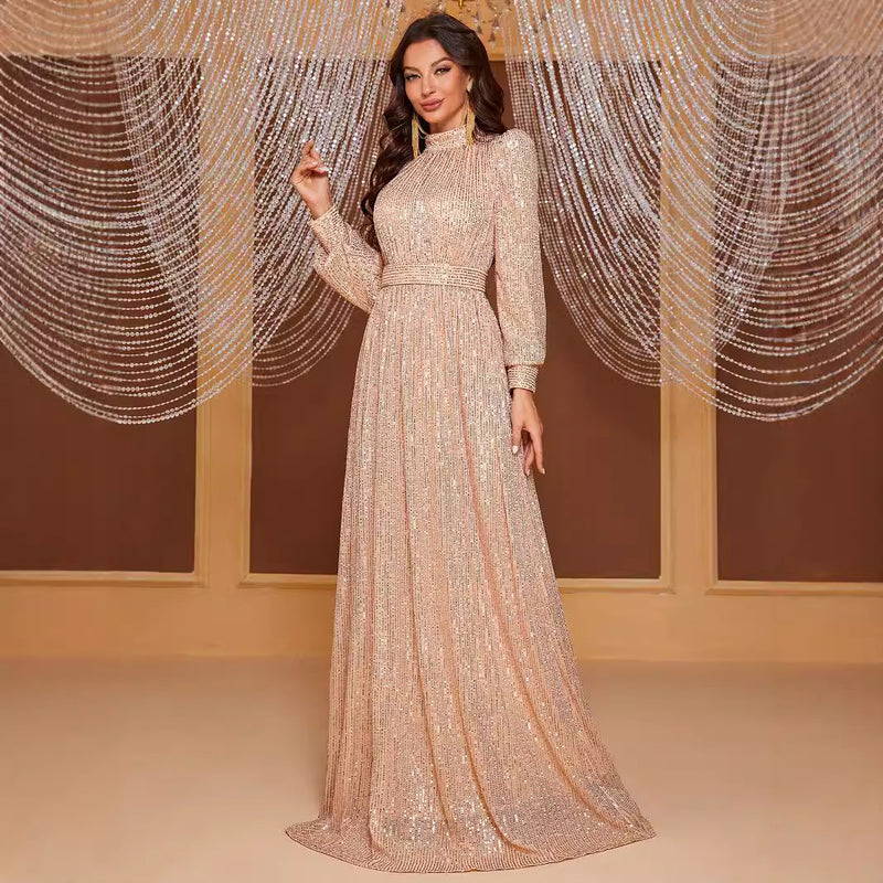 sequin evening long dress, view 3 - MRSLM