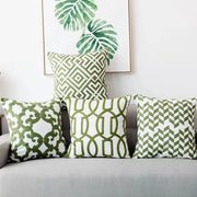green geometric embroidered cushion cover - MRSLM