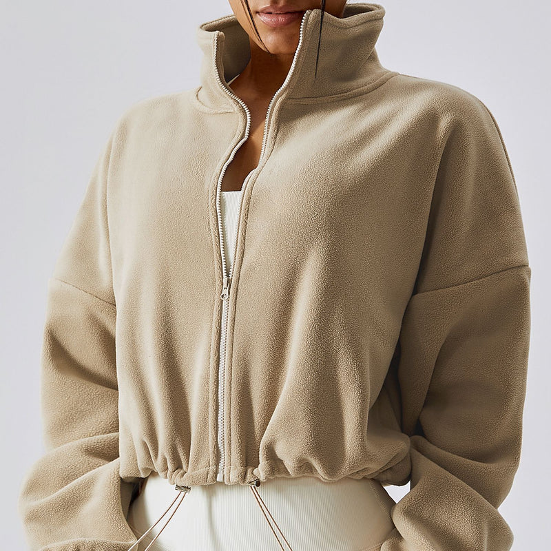 women's loose stand collar sports coat, view 3 - MRSLM