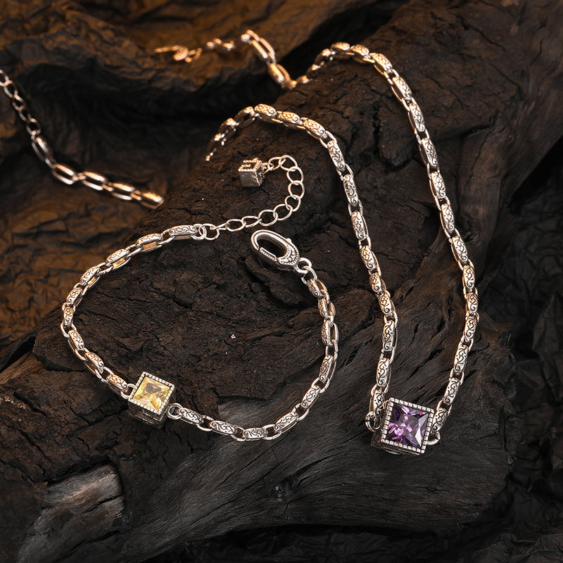925 silver zircon retro necklace, view 3 - MRSLM