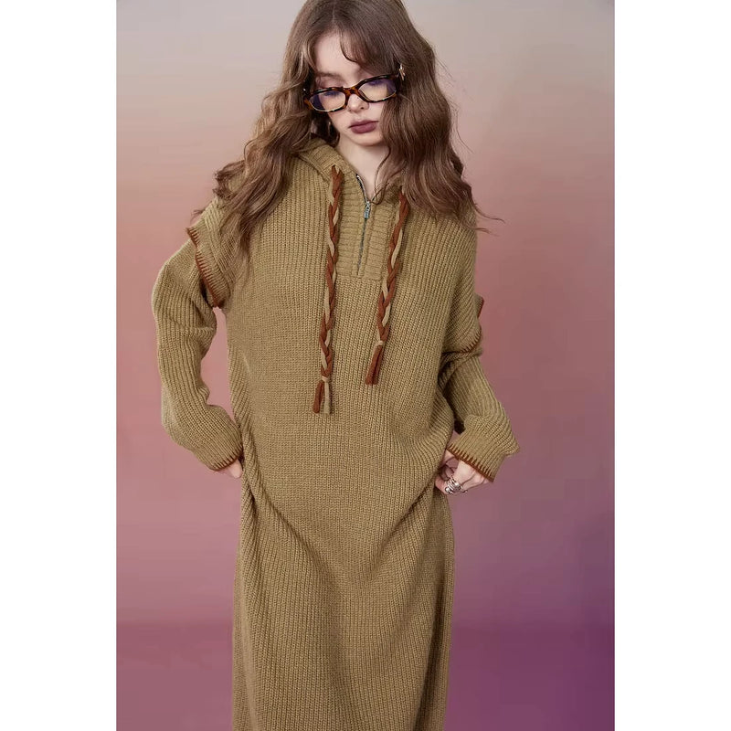 plus size hoodie knitted dress, view 5 - MRSLM