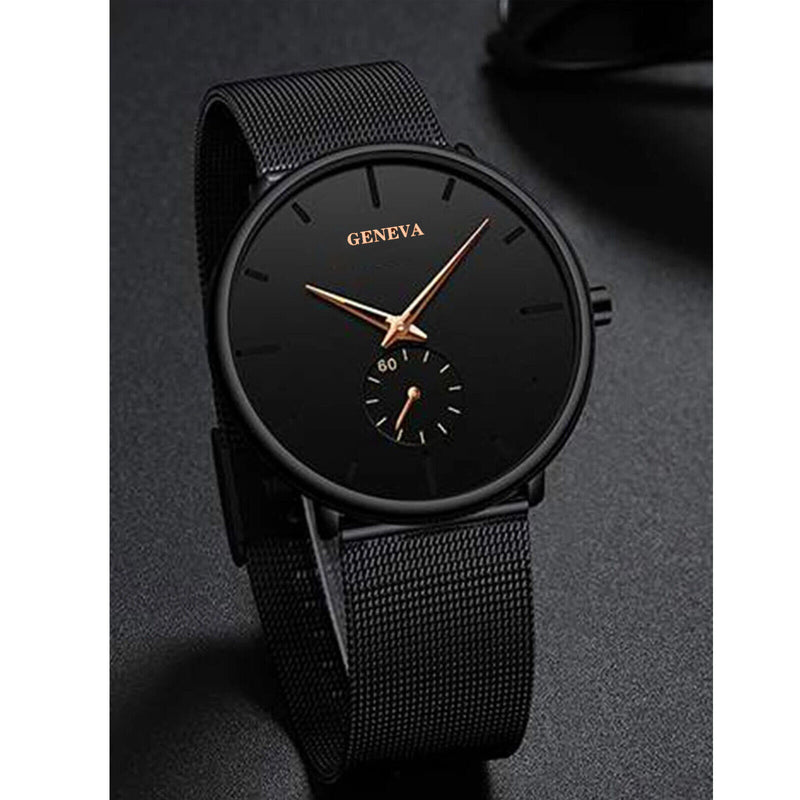 men's minimalist ultra thin quartz watch, view 3 - MRSLM