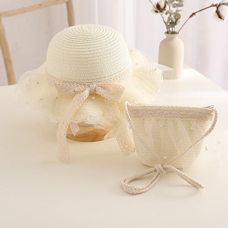 kids straw hat and handbag set, view 2 - MRSLM