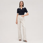 women's silk knit polo, view 2 - MRSLM