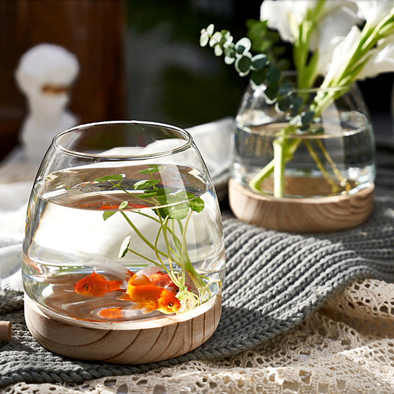 round glass desktop fish tank, view 7 - MRSLM