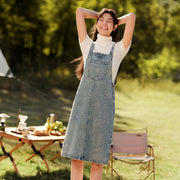 denim suspender skirt, view 2 - MRSLM