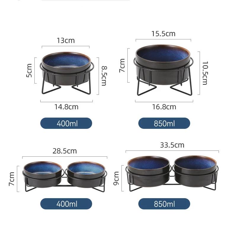 starry double cat food bowls, view 10 - MRSLM