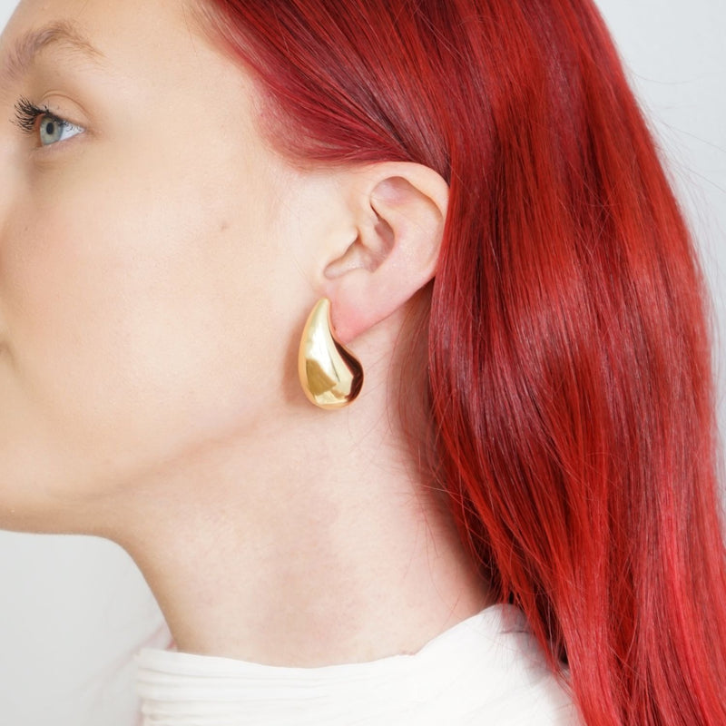 chunky gold-plated waterdrop earrings, view 5 - MRSLM
