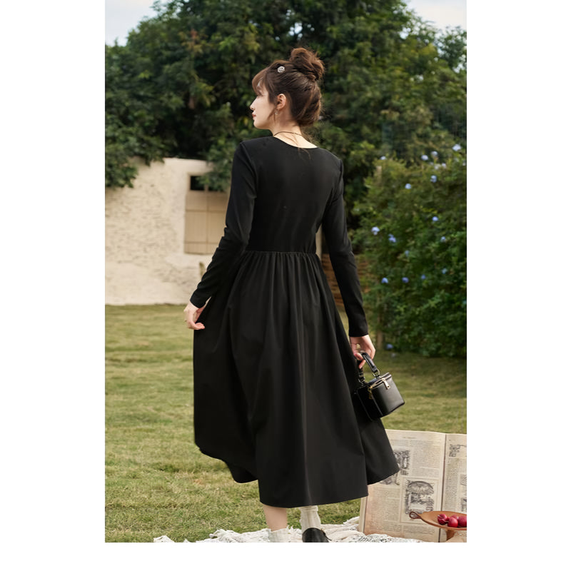 black knitted smocked midi dress, view 4 - MRSLM