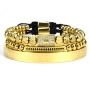 men's stainless steel roman numerals bracelet set - MRSLM