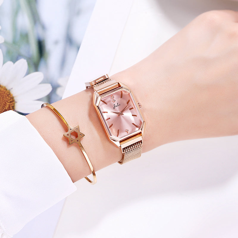 women's simple rectangular leather watch, view 19 - MRSLM