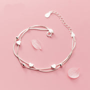 double layer small heart silver bracelet, view 5 - MRSLM