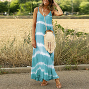 Women's printed striped maxi dress, view 3 - MRSLM