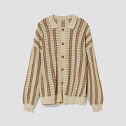 men's striped knit cardigan, view 2 - MRSLM