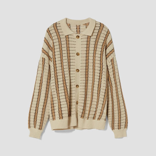 men's striped knit cardigan, view 2 - MRSLM