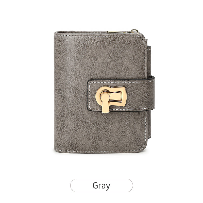 retro pu leather short wallet, view 3 - MRSLM