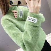 women's mock neck chenille knit sweater, view 10 - MRSLM