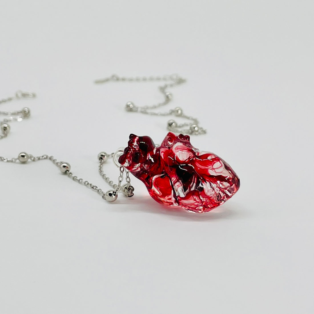 Handmade Gothic Red Heart Resin Pendant Necklace