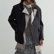 blazer with contrast color scarf collar, view 3 - MRSLM