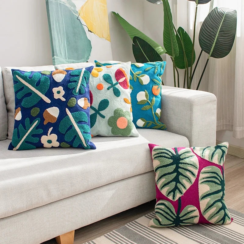 floral embroidery cushion cover, view 8 - MRSLM